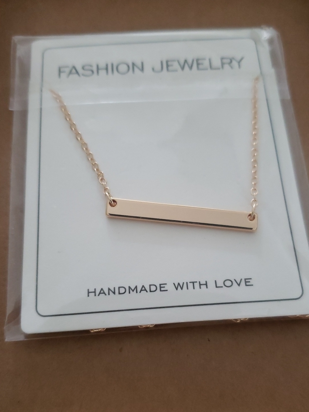 NWT-Fashion Jewelry Rose Gold Bar Necklace - Minimalist Women's Pendant